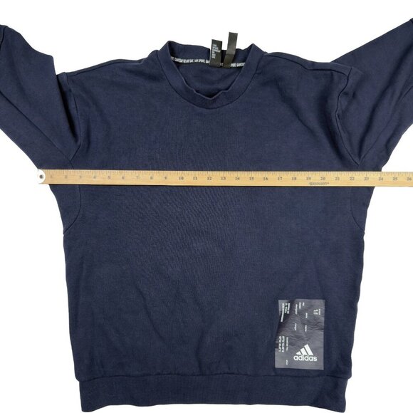 ADIDAS Athletics Tech Graphic Print Dark Blue White Crew neck Sweatshirt sz M - Picture 14 of 15